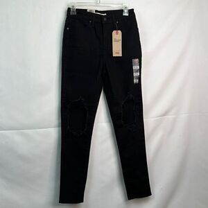 Levi’s 721 black high-rise skinny stretch distressed knee jeans size 4short NWT